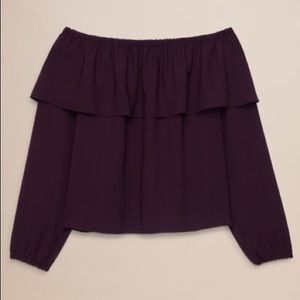 ✨Aritzia Wilfred ‘Morel’ | Off-The-Shoulder Ruffled Blouse | Plum